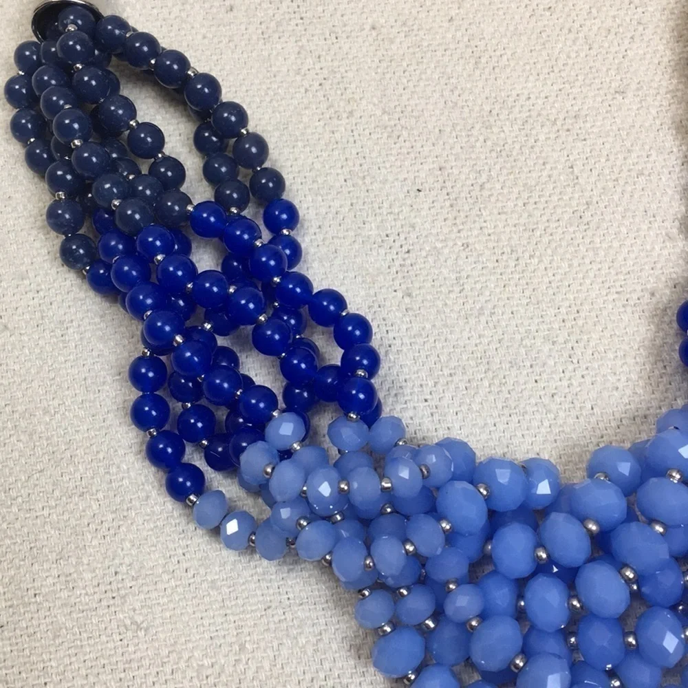 Talbots Beaded Necklace Blue Glass multi strand
